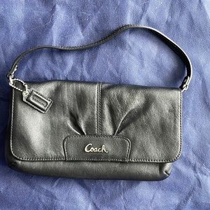 Coach Ashley Black Smooth Leather Cluth/Wristlet. Barely used.